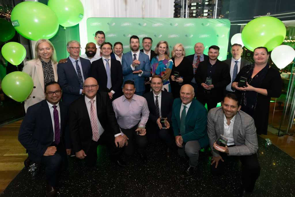 All award winners posing for a photograph at Veeam's 2023 A/NZ ProPartner Awards.