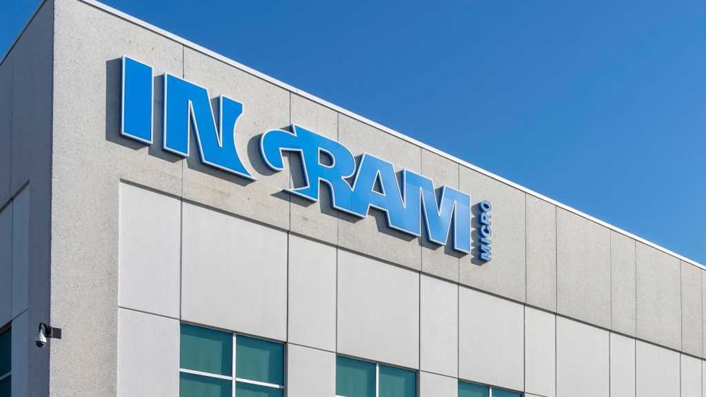 A building with the Ingram Micro logo on the facade.